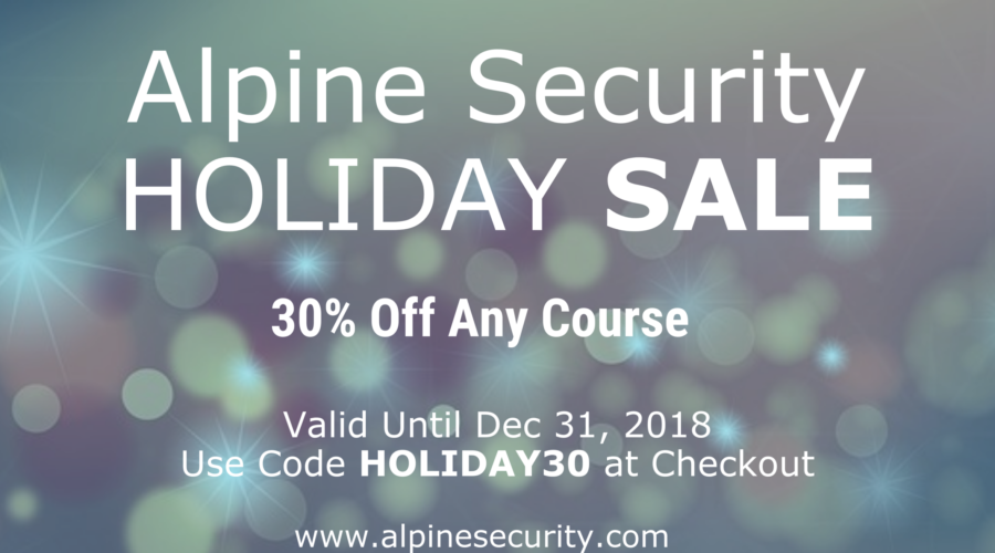 Alpine Security Extends Holiday Savings on Cybersecurity Certification Training