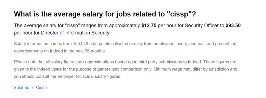 cissp job salaries