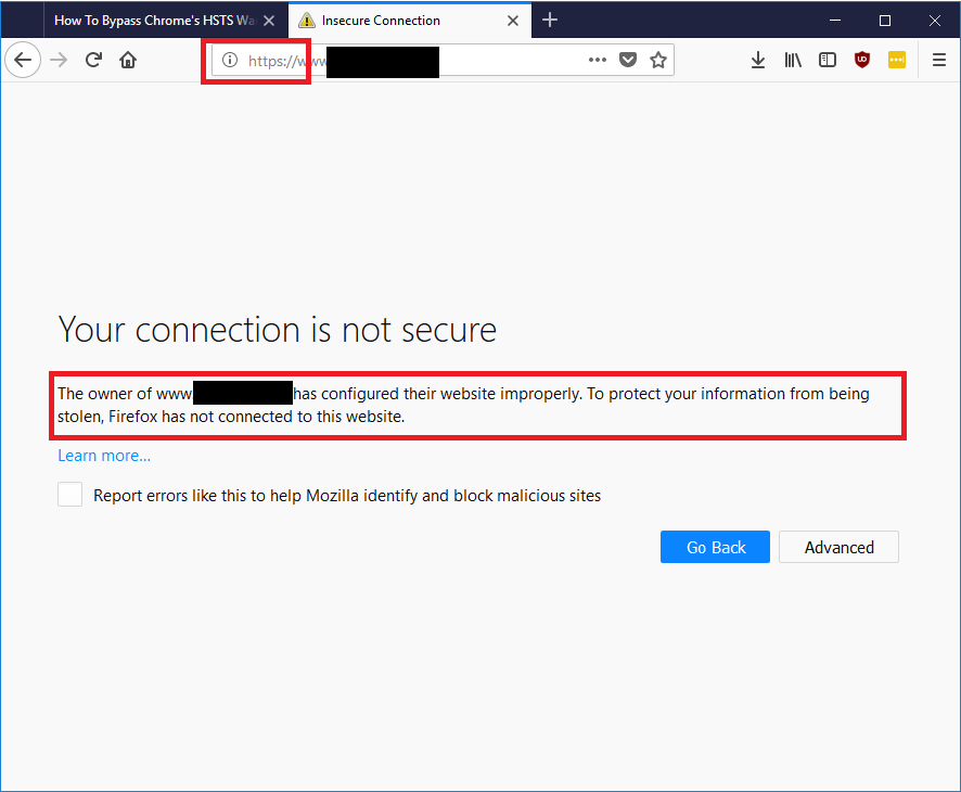  Warning About an Unsecure Connection 